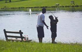 Kids fishing family bonding